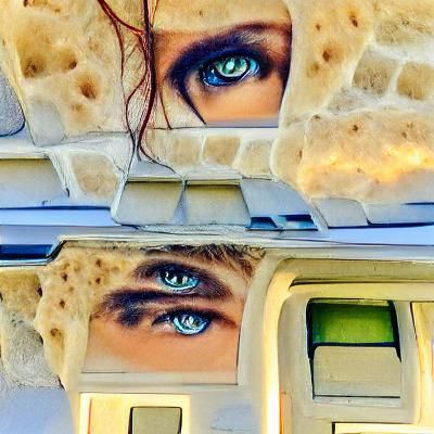 Abstract Eye Reflecting Dreamlike Landscape