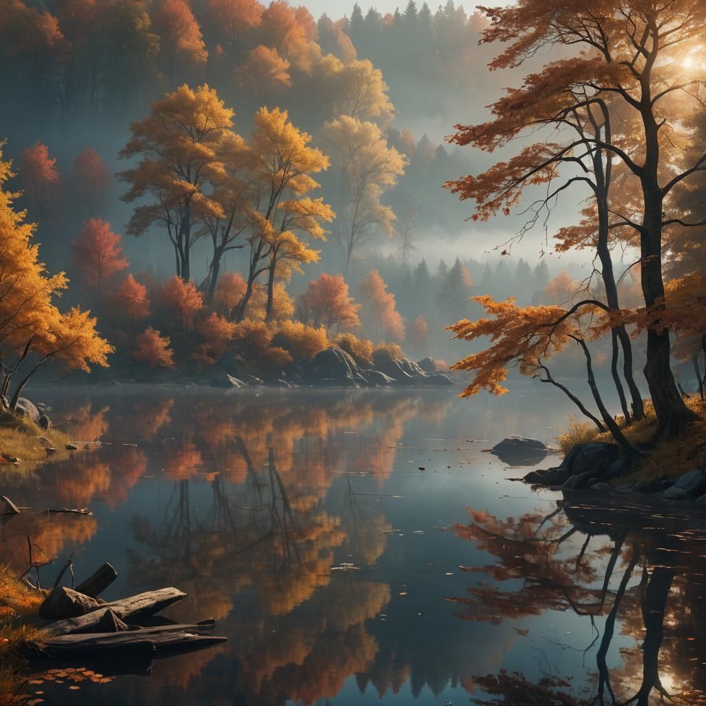 Autumn Lake: A Cinematic Matte Painting