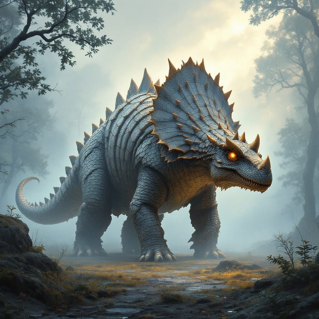 Ancient Ankylosaurus Emerges from Mystical Fog