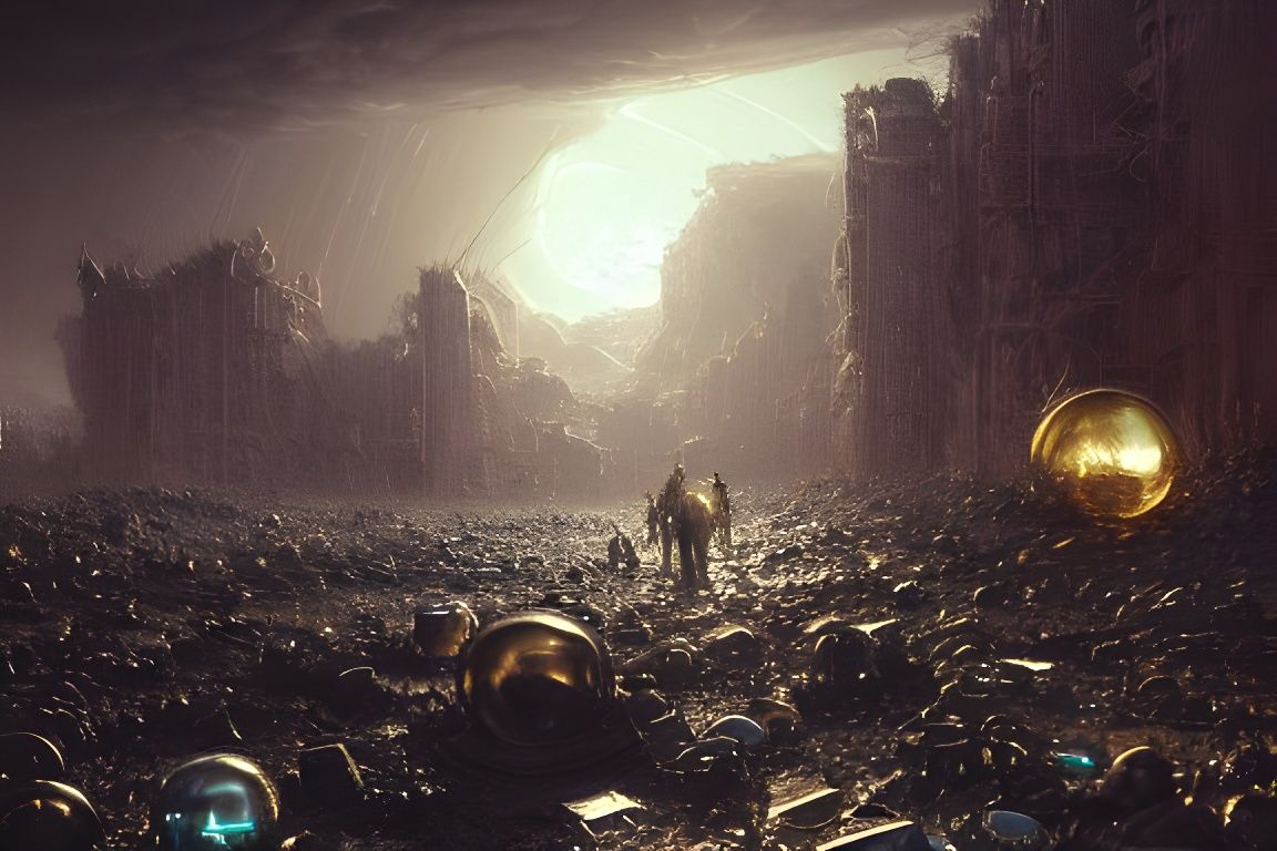 Post-Apocalyptic Desert Spheres in Eldritch Style