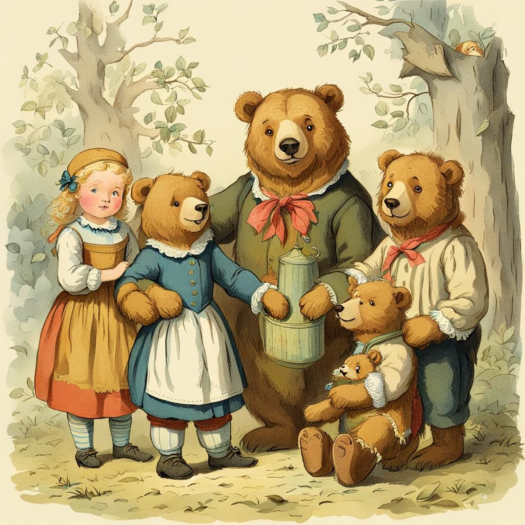 Goldie Locks and the Three Bears: Fairy Tale Illustration