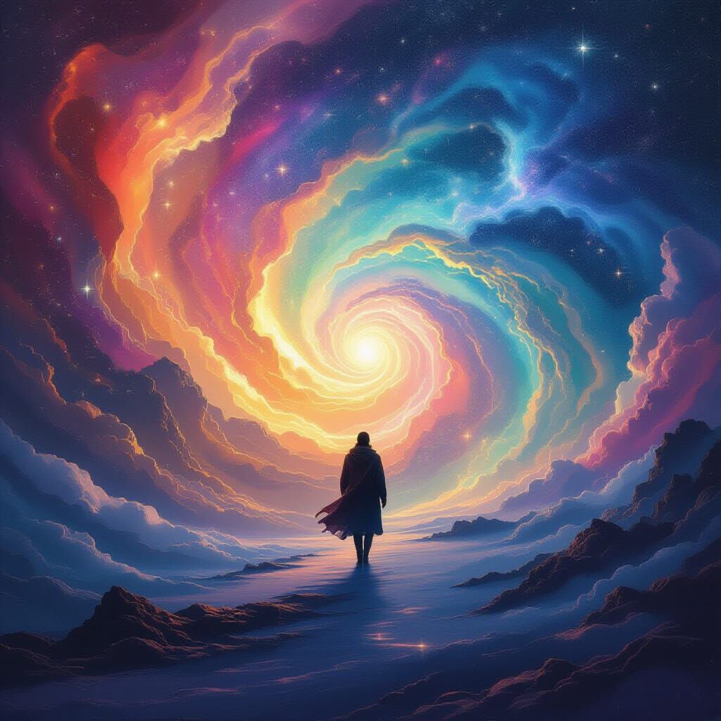 Ethereal Cosmic Journey in Surrealist Style