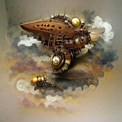 Steampunk Spaceship in a Fantasy Sky