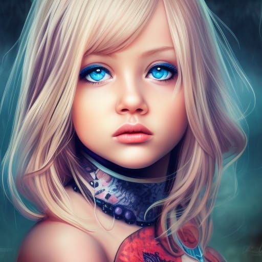 Detailed Portrait of Blond Girl in Splash Art Style