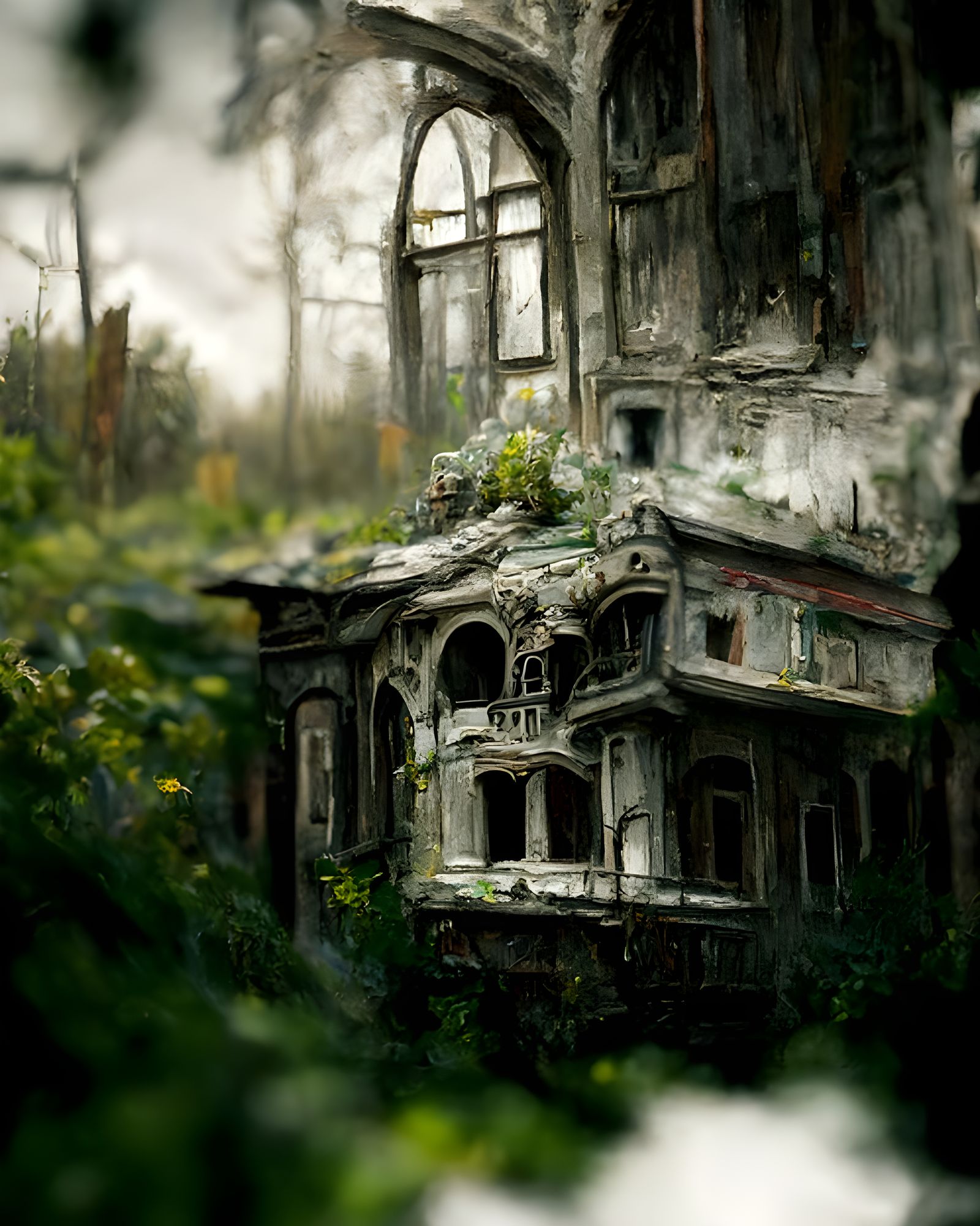 Post-Apocalyptic Victorian Manor in Ruins