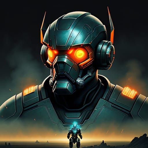 Cybernetic Warrior Stands Tall on Barren Alien World