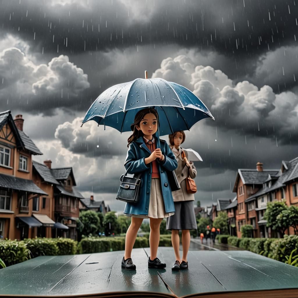 Pop-Up Book Rainy Day Scene