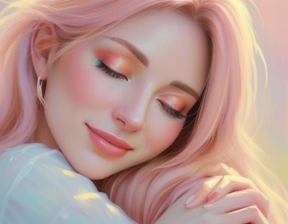 Romantic Couple Embrace in Pastel Oil Painting