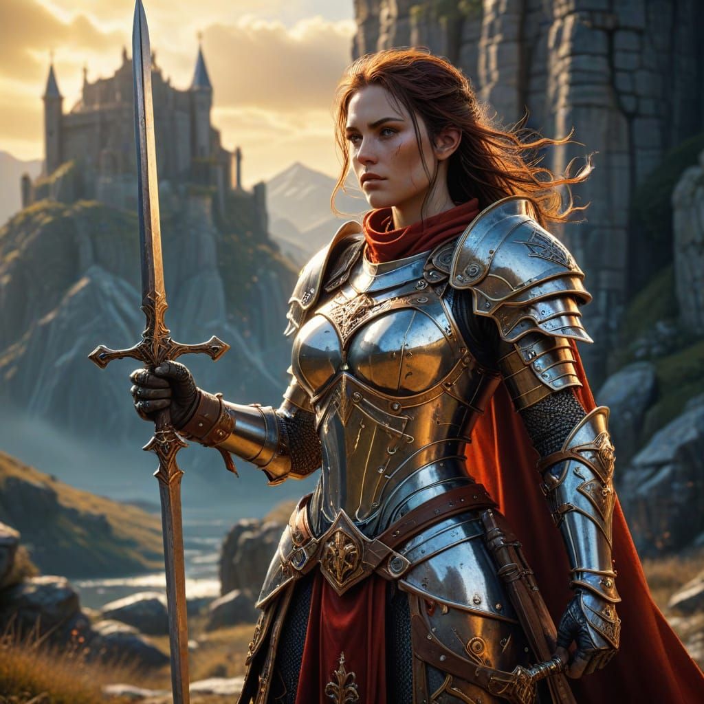 Holy Warrior of the Oath in Majestic Fantasy Landscapes
