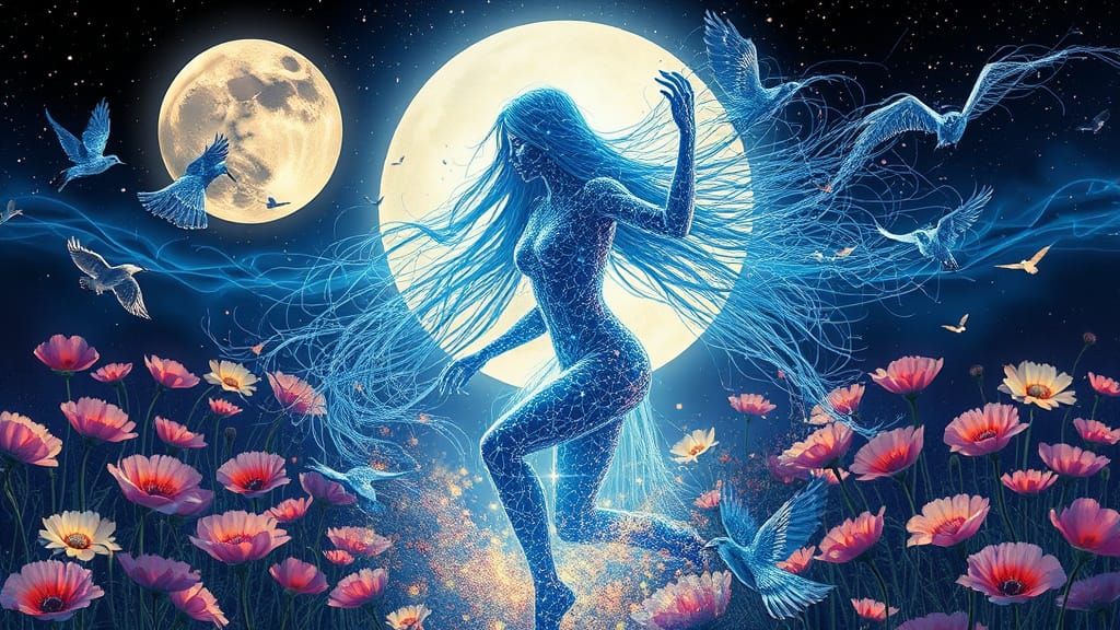 Ethereal Goddess Awakens in a Vibrant Fantasy Realm