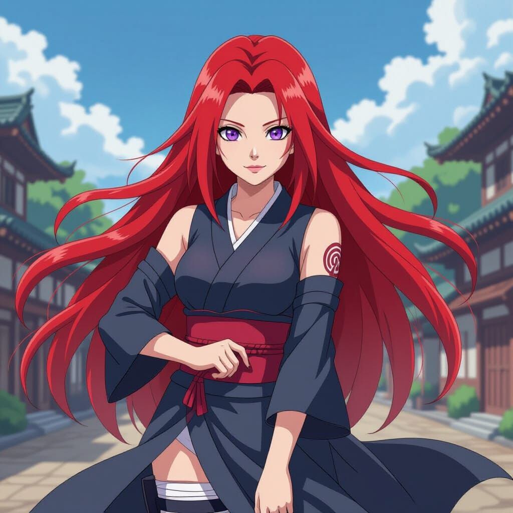 Kushina From Naruto in Manga Style