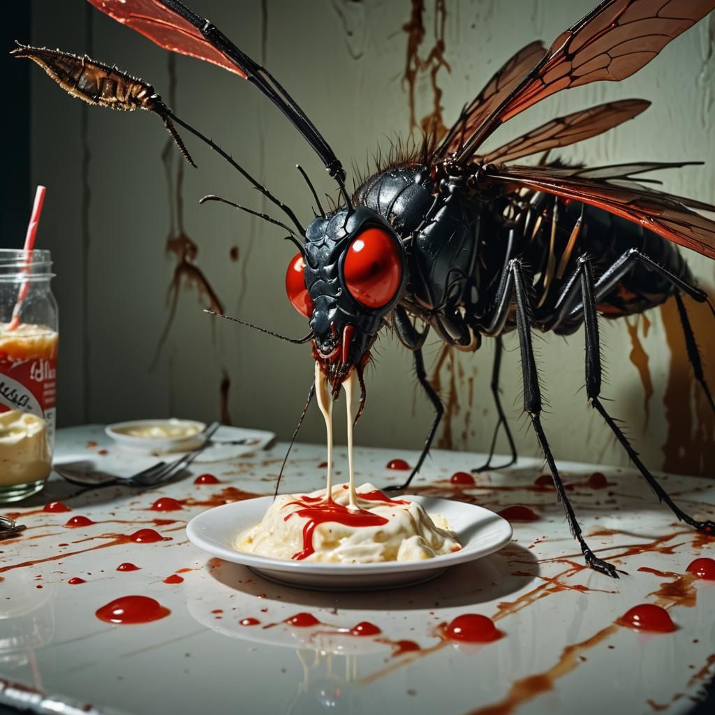 vampire mosquito sucking on mayonnaise