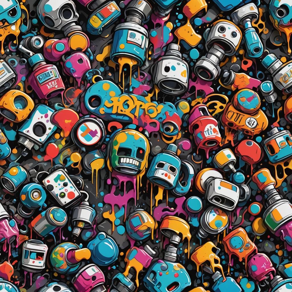 Funky Technology in Colorful Graffiti Art
