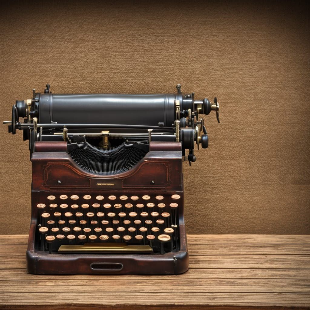 Antique Typewriter on Worn Desk in Photorealistic Style