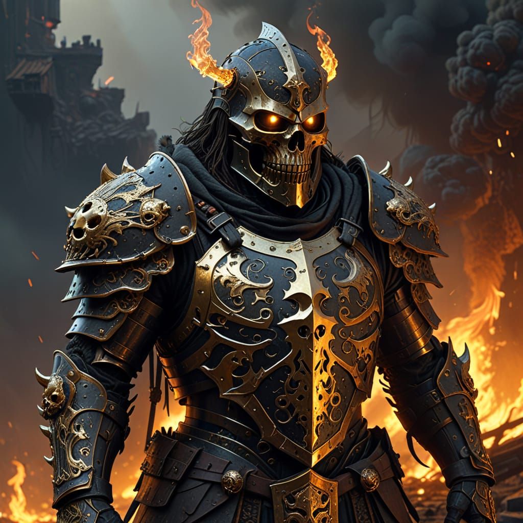 Dark Fantasy Warrior in Inferno