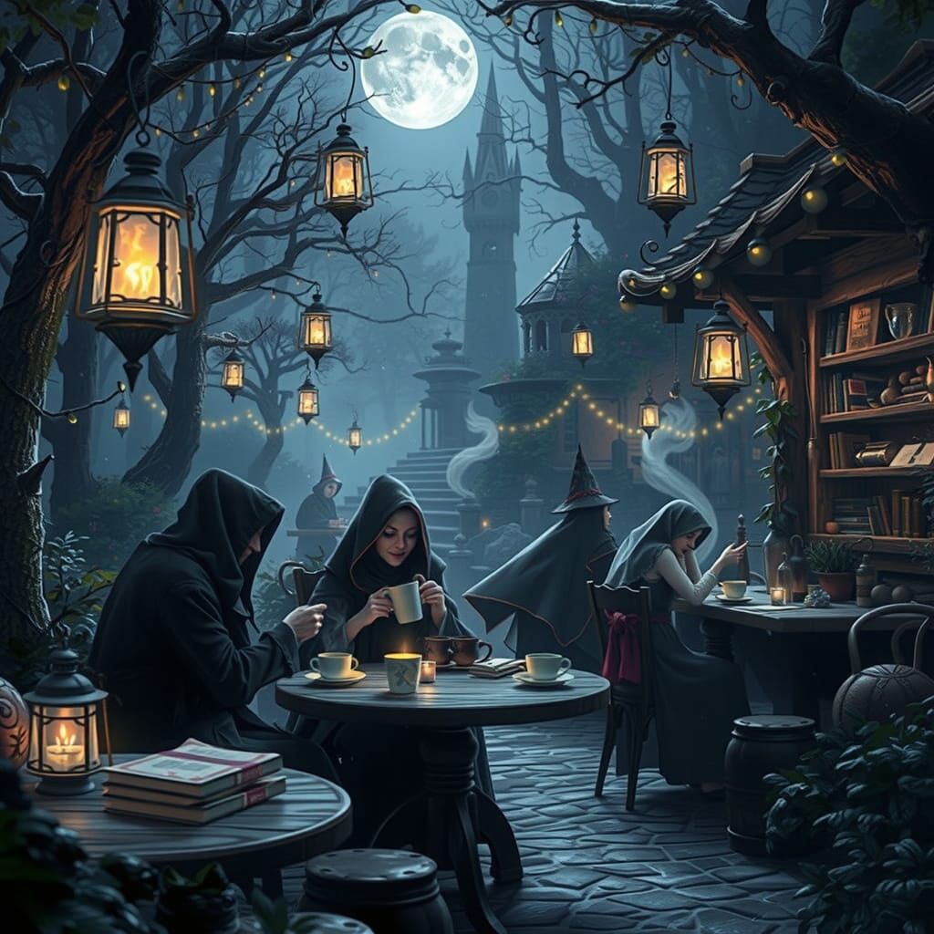 Mystical Woodland Cafe with Ghostly Baristas and Enchanted B...