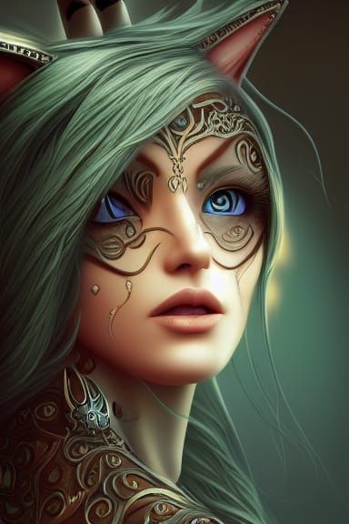 Human to Cat Transformation in Detailed Digital Art