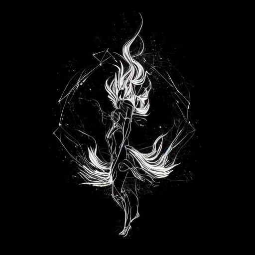 Minimalist Fire Dancer Line Art in Grayscale