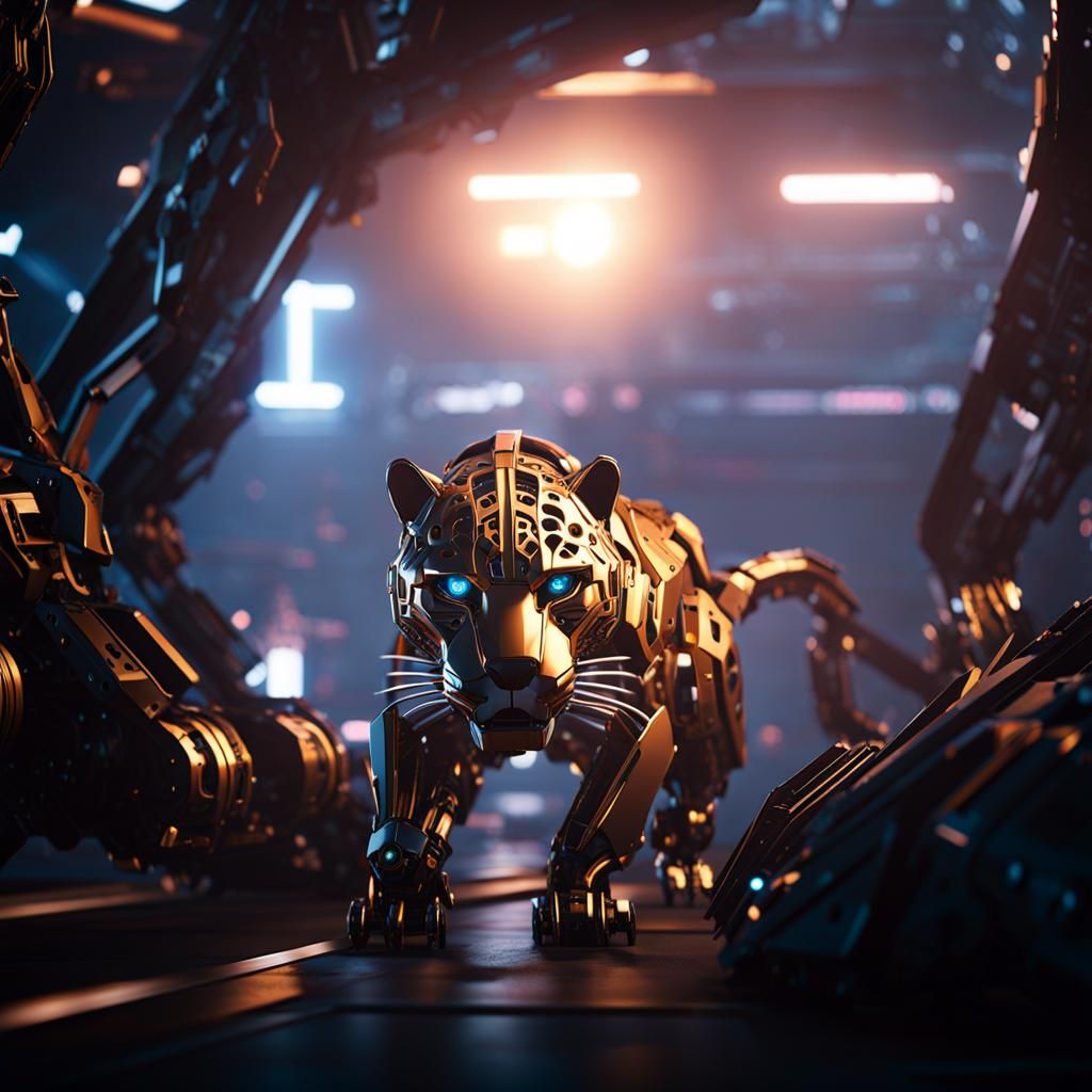 Futuristic Sci-Fi Jaguar with Intricate Mech Details