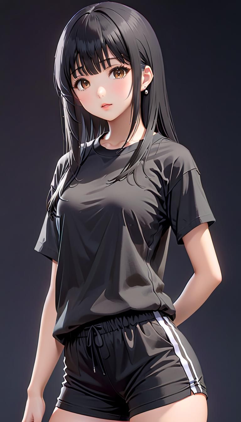 Cute Japanese Teen in Baggy T-Shirt