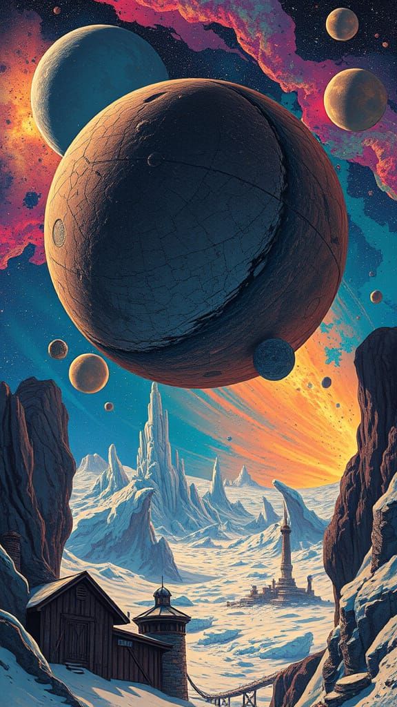 Cosmic Cataclysm: A Vibrant, Celestial Collision