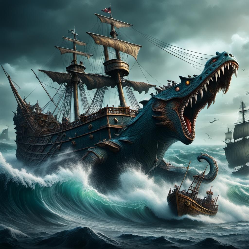 Sea Monster Attack on Pirate Ship