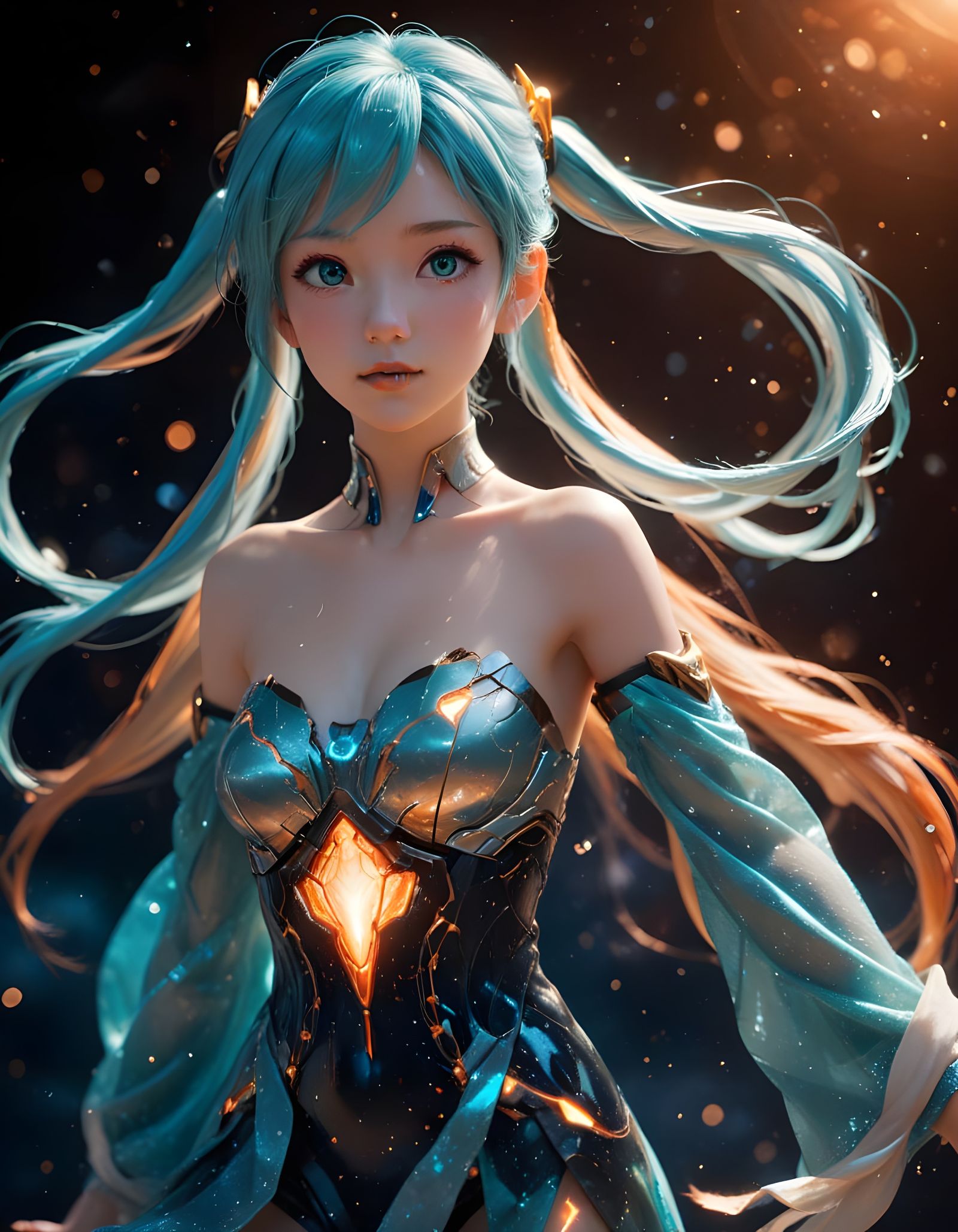 Hatsune Miku in Cosmic 3D Anime Art
