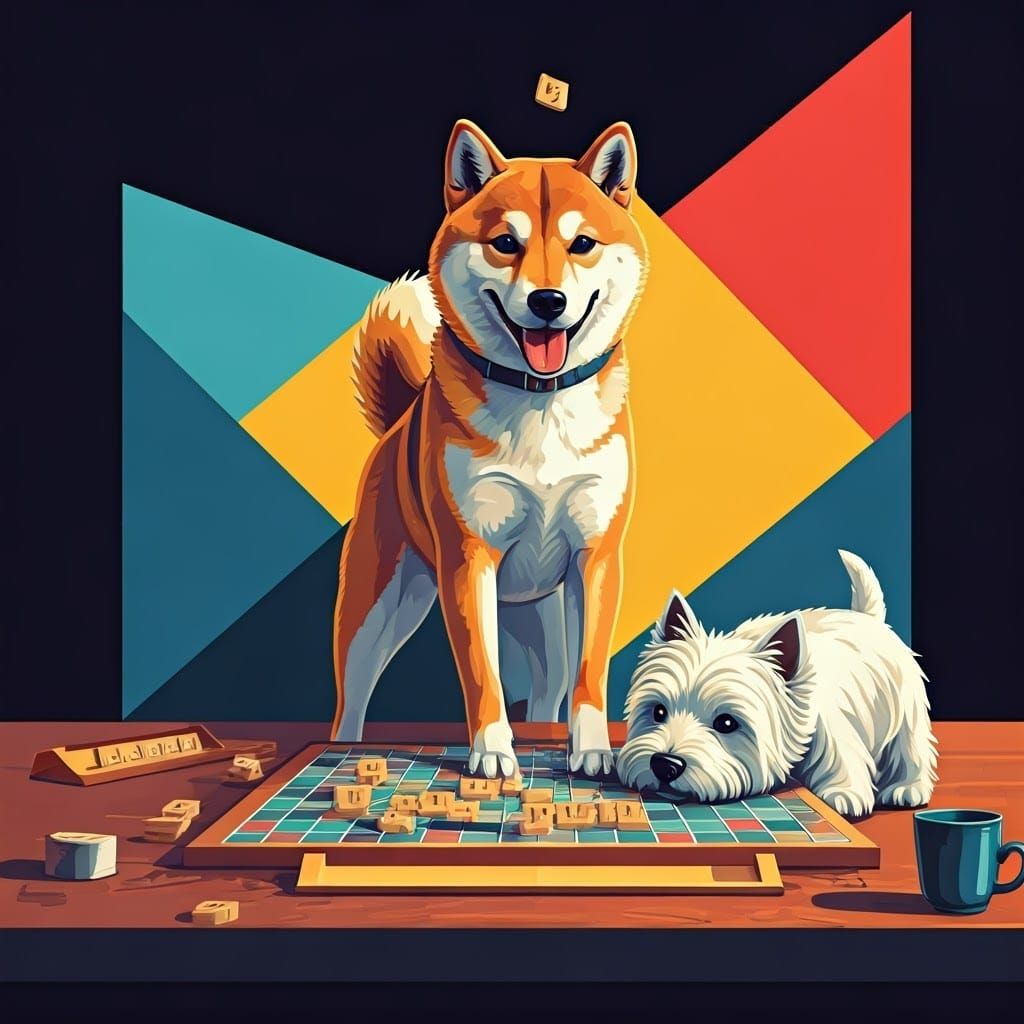 Shiba Inu's Pop-Art Scrabble Triumph