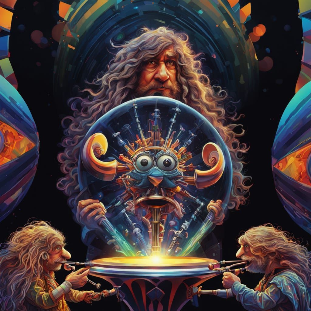 Muppet Musician with Electrified Hair and Extra Eyeballs