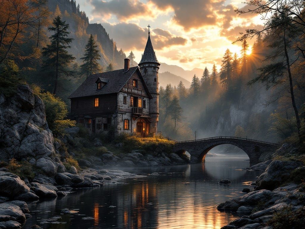 Surreal Bohemian Switzerland Landscape at Golden Hour