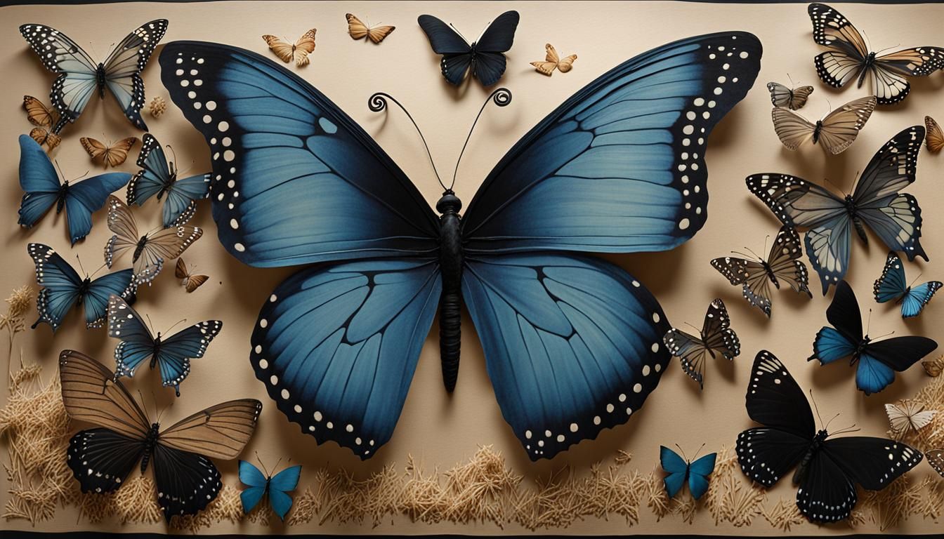 Biopunk Butterfly Swarm Textile Art