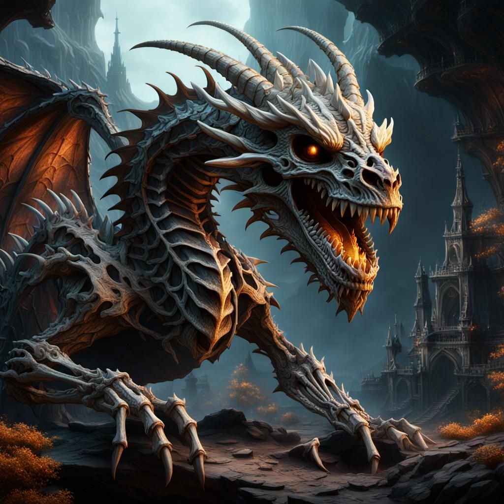 Detailed Dragon Skeleton Matte Painting