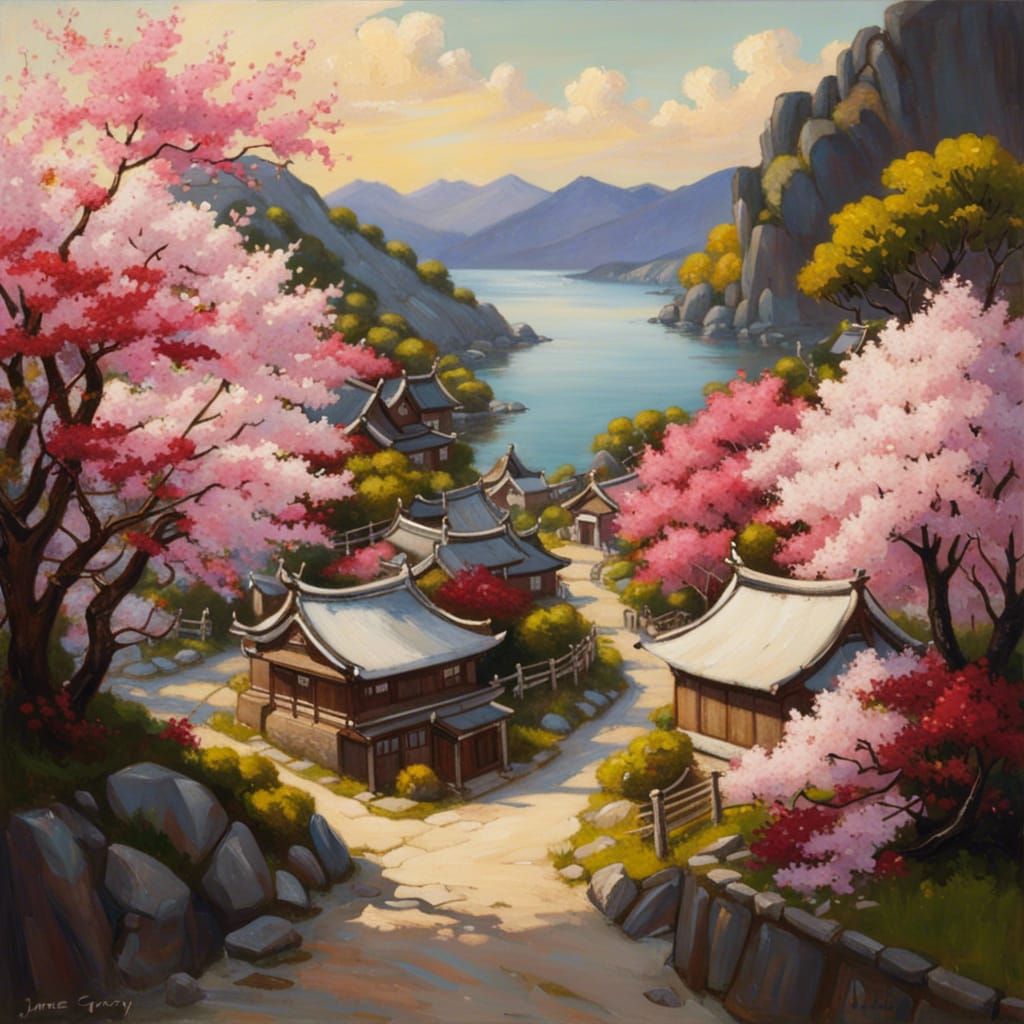 Picturesque Japanese Village in Cottagecore Style