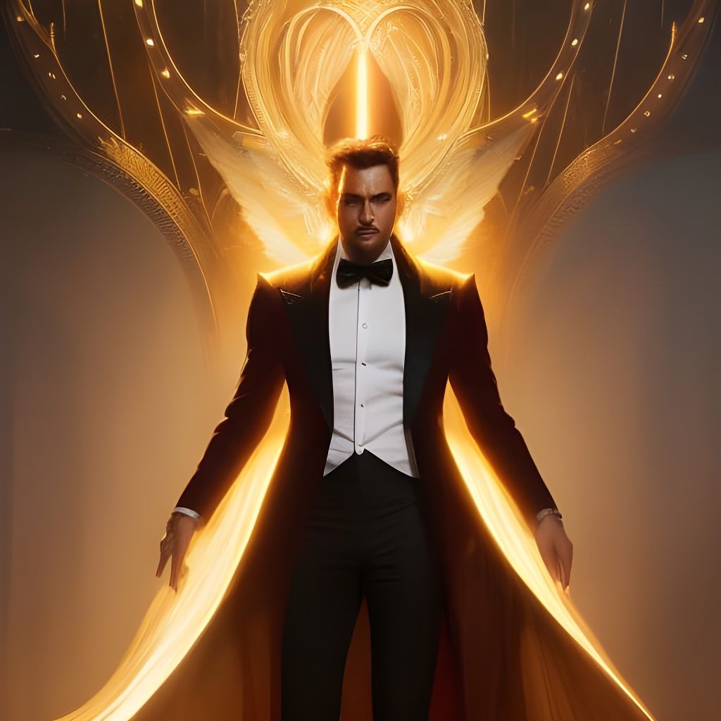 Magician's Gold Magic: Detailed Digital Portrait