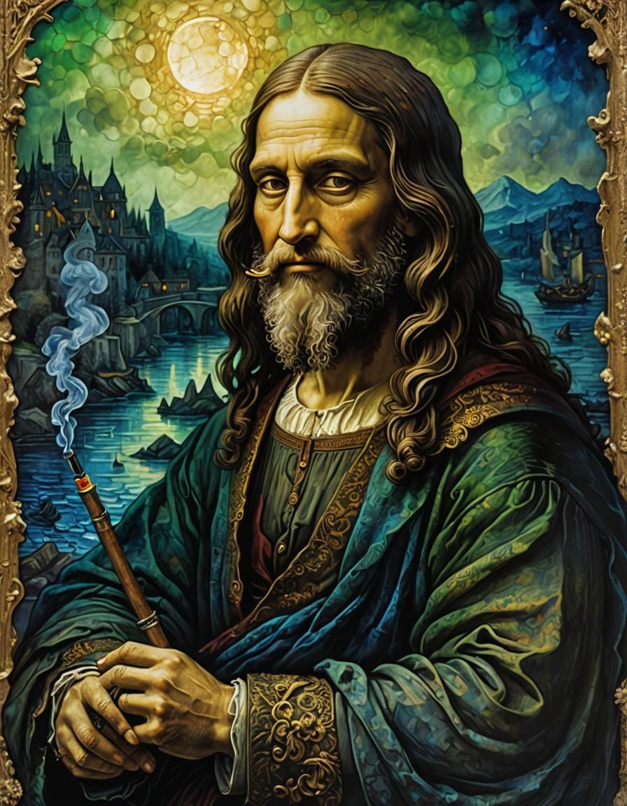 Leonardo Da Vinci, painted by Mona Lisa