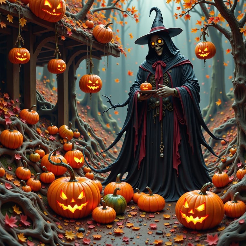 Dullahan's Halloween Farmstall in Dark Fantasy Style