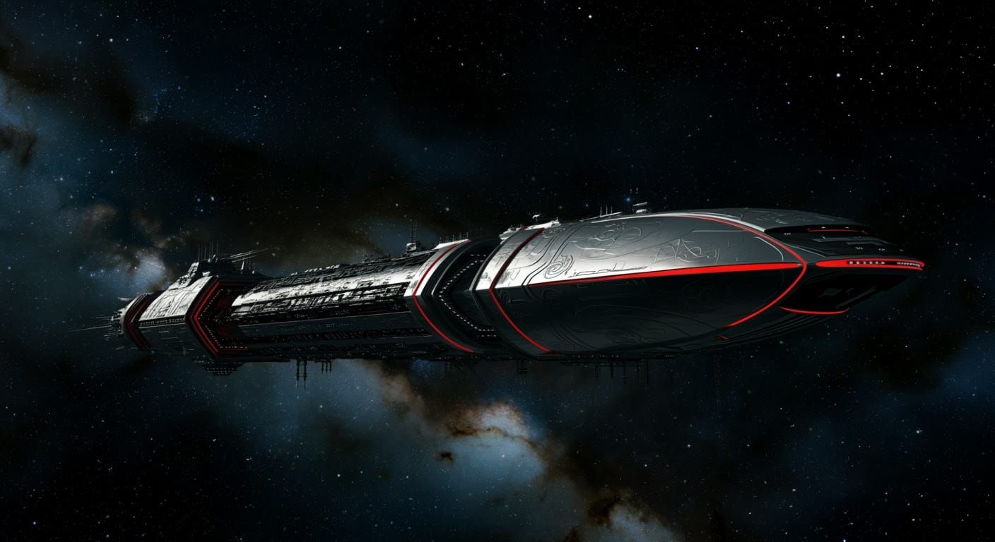 Gigantic Spacecraft Soars Through Cosmic Expanse