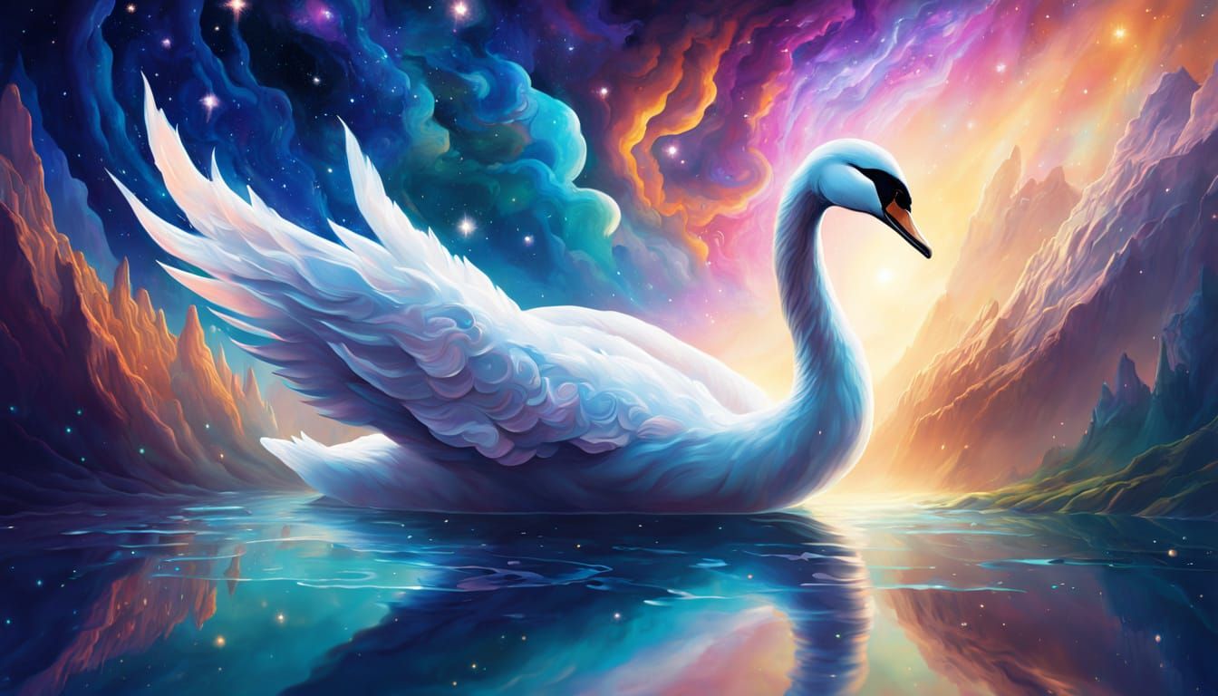 Majestic Nebula Swan on Cosmic Ocean