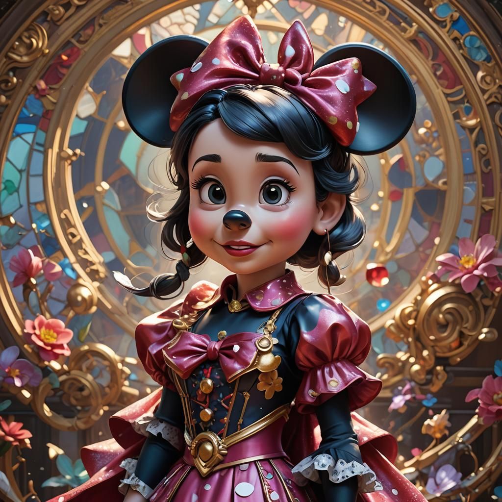 Minnie Mouse Portrait in Art Nouveau Style
