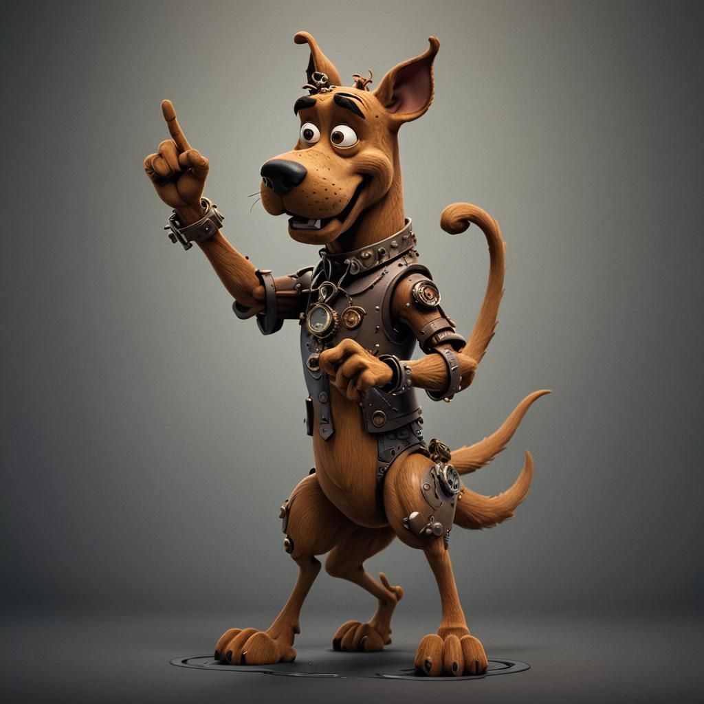 Steampunk Scooby Doo Flips the Bird in Dark Disney Style