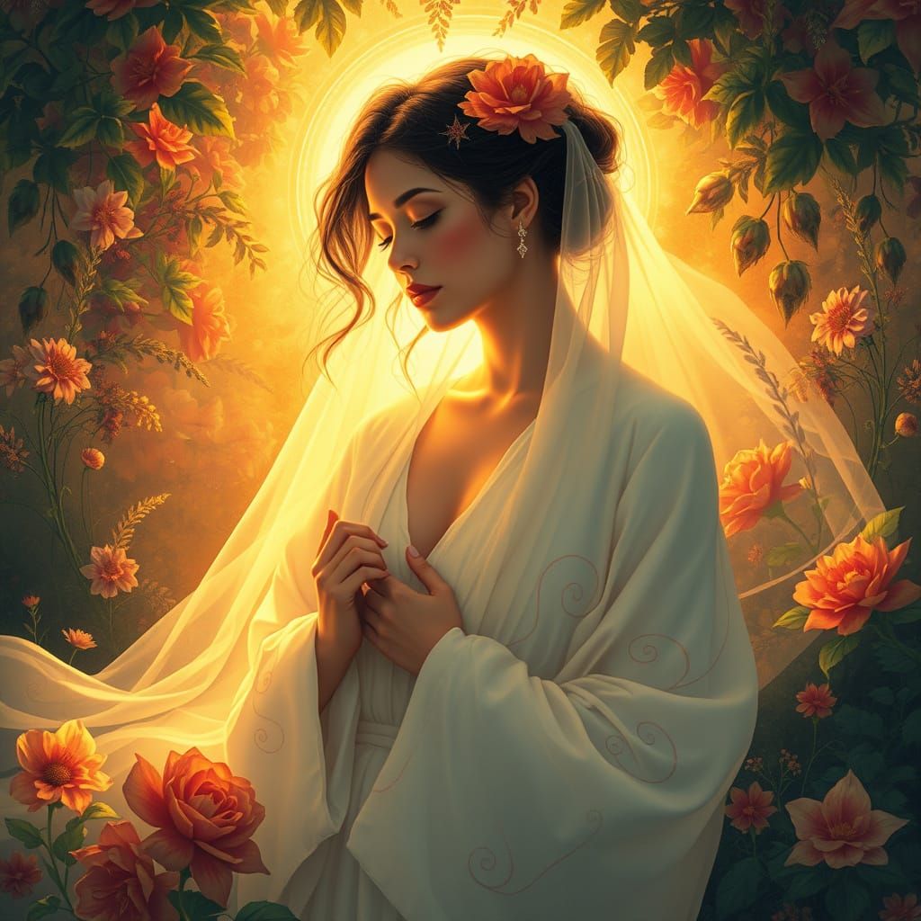 Sacred Femininity in Luminous Bloom