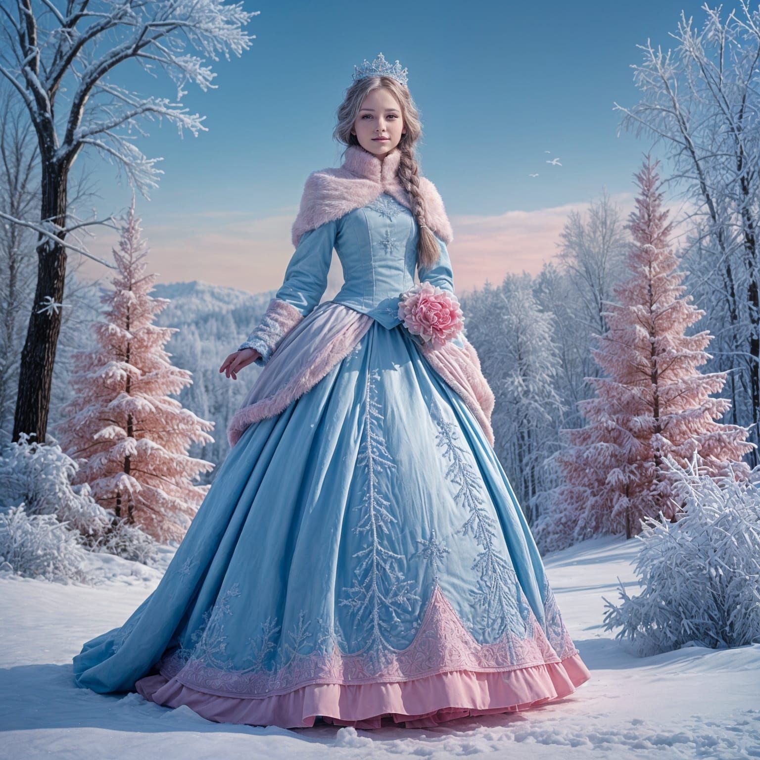 Winter Princess in Blue and Pink