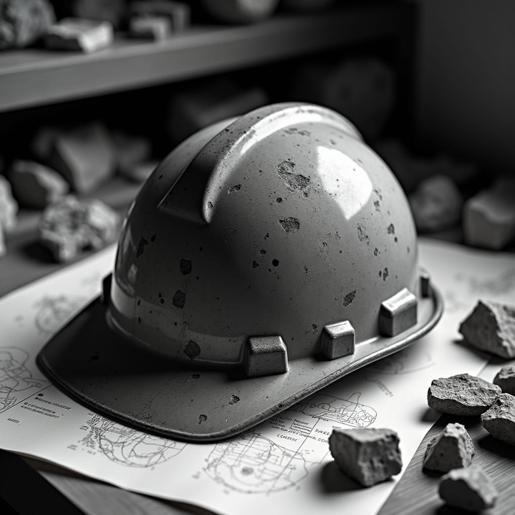 High-Contrast Photo of Worn Safety Helmet