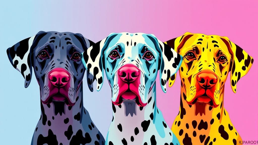 Three Dalmatians in Vibrant Pop Art