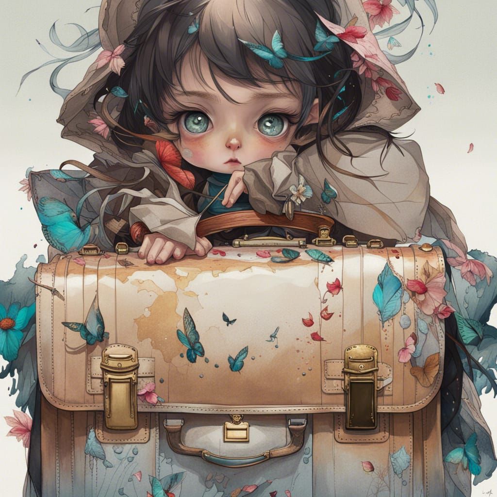 Crying Briefcase Portrait in Whimsical Style