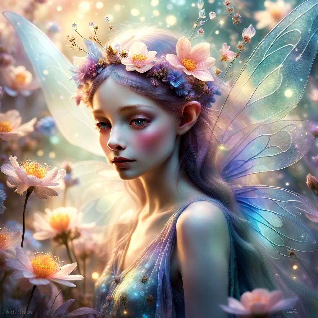 A decorative fairy with shimmering wings