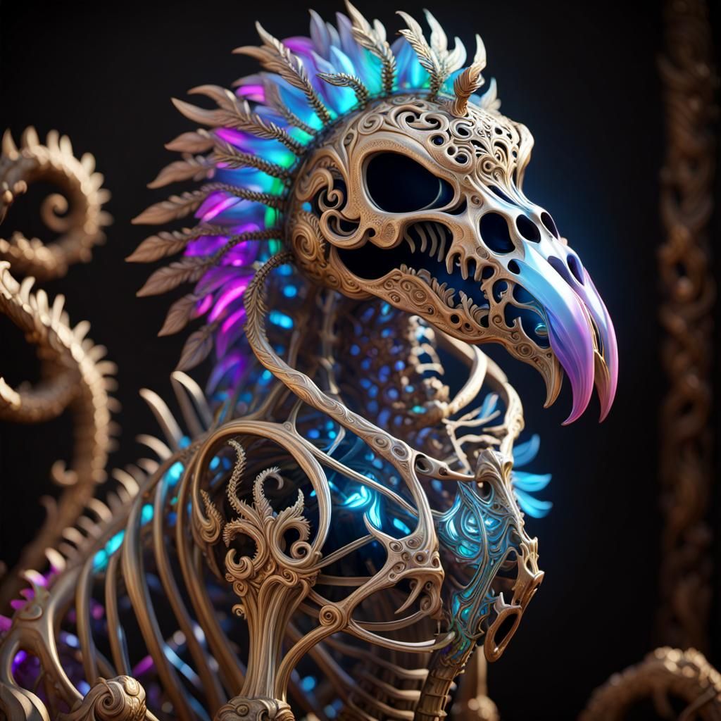 Visually Stunning Griffin Skeleton Sculpture