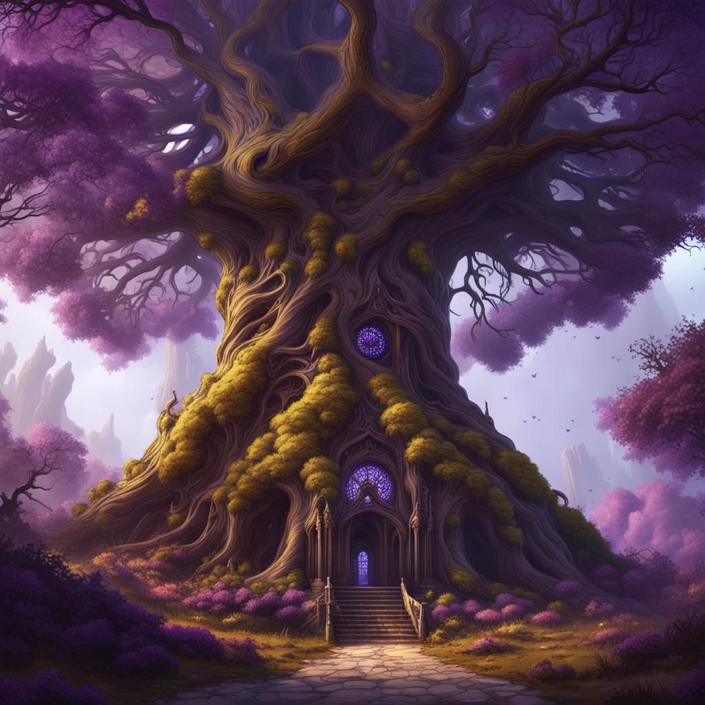 Epic World Tree in Dark Fantasy Style