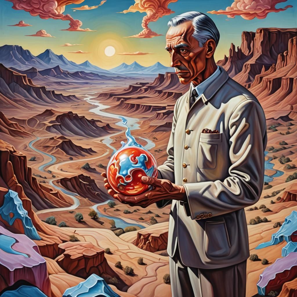 Surreal Melting Painkiller in Desert Landscape