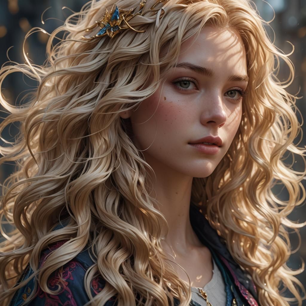 Teen with Blond Hair, Detailed Fantasy Art